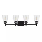 Hampton Bay Wakefield 31 In. 4-LIGHT Matte Black Bath Vanity Clear Glass. Fixed Price $58.95.
