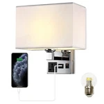 Bedside Wall Mount Light With Usb, Led Reading Swing Arm Fabric Shade Sc.... Fixed Price $52.98.