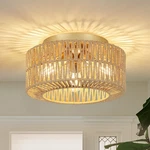 Pauful Boho Fixtures, 3-LIGHT Farmhouse Rattan Ceiling Light, Flush Mou.... Fixed Price $69.02.