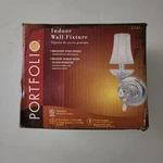 (read) Portfolio Interior Wall Fixture Beaded Shade Brushed Steel Finish New. Fixed Price $12.29.