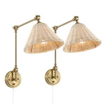 Wall Sconces 2 Pack Rattan Adjustable Swing Arm Gold Vintage Wingbo Wrapped Lamp. Fixed Price $179.99.