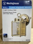 Westinghouse 66936 Polished Brass Clear Incandescent Wall Lantern 8-1/4 In.. Fixed Price $30.20.