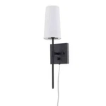 Home Decorators Collection Anselm 1 Light Matte Black Wall Sconce With Fabric. Fixed Price $17.99.