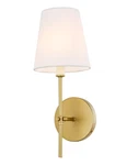Elegant Lighting LD6004W6BR Mel Single 16" Wall Sconce Linen Shade - Brass. Fixed Price $65.00.