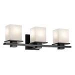 Kichler Tully 3 Light Wall Mt Bath Arm, Black/etched Cased Opal - 45151BK. Fixed Price $329.99.