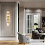Modern Gold Crystal Wall Sconce 5-LIGHT 30" Tall Luxury Bathroom Vanity Fixture. Fixed Price $59.95.