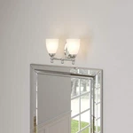 Hampton Bay Solomone 13.4" 2-LIGHT Polished Chrome Bathroom Vanity Fixture. Fixed Price $31.99.