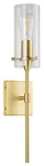 1 Effimero Wall Sconce Fixture Satin Brass W/clear Cylinder - Linea Lighting New. Fixed Price $81.99.