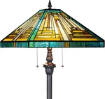 Elegant 63" Antique Tiffany Style Stained Glass Floor Lamp - 2 Lights. Fixed Price $333.99.