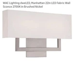 Wac Lighting 22" Manhattan Led 2-ARM Wall Sconce WS-13122-BN Brushed Nickel. Fixed Price $199.00.