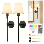 Lohas Led Black Battery Operated Wall Sconce Set Of 2, 24 Inch 15 Color Rec.... Fixed Price $79.86.