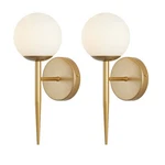 Bokt Set Of 2 Brass Globe Wall Sconces White Glass Bathroom Bedroom Lights. Fixed Price $82.95.