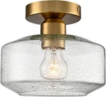 Modern Semi Flush Mount Ceiling Light With Seeded Glass Shade For Hallway. Fixed Price $74.99.