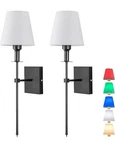 Wall Light Battery Operated Sconce Set Of 2 Not Hardwired Black With Remote. Fixed Price $53.99.