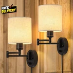 Plug Wall Light Set Of 2 Swing Arm Lamps Modern Bedroom Sconc..... Fixed Price $55.85.