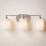 David 22" Wide Brushed Nickel And Fluted Glass 3-LIGHT Bath. Fixed Price $224.99.