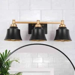Lnc Modern 22 In. 3-LIGHT Black & Gold Bathroom Vanity Light, Bell Metal Shades. Fixed Price $75.02.