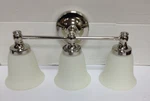 Pottery Barn Brayden Triple Wall Bathroom Sconce W/shades Lamp Light Pol Nickel. Fixed Price $123.99.