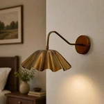 Mid Century Brass Wall Sconce Scalloped Flower Shade, French Country Lighting. Fixed Price $199.00.