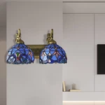 2 Light Tiffany Bathroom Vanity Wall Fixture Antique Stained Glass Mermaid. Fixed Price $90.72.