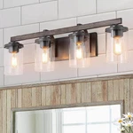 Lnc Birdwood 28 In. 4-LIGHT Rust Gray Bathroom Vanity Light, Brushed Bronze. Fixed Price $79.99.