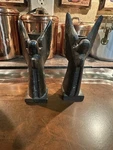 Set Of Retired Jan Barboglio Hand Forged Iron Angel Candle Holders. Fixed Price $280.00.