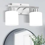 Bathroom Lighting Fixtures Over Mirror Brushed Nickel, Modern 2-LIGHT Vanity. Fixed Price $54.99.