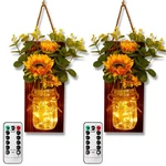 Ourwarm Sunflower Wall Sconces Set Of Two, Mason Jar Farmhouse. Fixed Price $43.69.