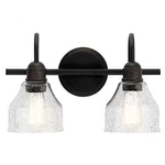 New Kichler Avery 2-LIGHT 15" Olde Bronze Vtg Bathroom Vanity Seeded Glass. Fixed Price $23.99.