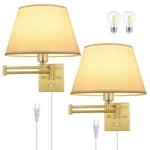 Wall Sconce Plug Dimmable Swing Arm Brushed Brass Large Gold Set Led Trlife. Fixed Price $104.99.