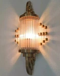 Antique Vintage Art Deco Brass & Glass Rod Ship Light Fixture Wall Sconces Lamp. Fixed Price $499.99.