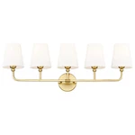 Metwet 35IN Brushed Gold 5-LIGHT Vanity Fabric Shade Wall Sconce Fixture. Fixed Price $89.99.
