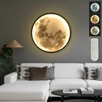 31.5" Modern Moon Wall Light Dimmable Led Sconce Remote Control Decor Art Black. Fixed Price $196.31.