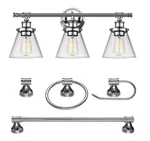 Globe Electric Parker 3-LIGHT Chrome Vanity With Clear Glass (5-PIECE). Fixed Price $79.99.