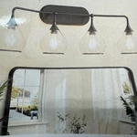 4 Vanity Lights Over Mirror Black Wall Lamp With Clear Glass Modern Decor. Fixed Price $49.99.