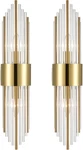 Modern Brushed Titanium Gold Wall Sconce Set With Clear Glass Crystal - 2 Pack. Fixed Price $214.99.
