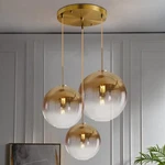 Gradient Gold Glass Chandelier 3-LIGHT Cluster Pendant Lamps Lighting Fixtures. Fixed Price $135.91.