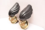 Pair Black Ceramic Sea Shell Wall Sconces Electric Light Fixtures Art Deco Style. Fixed Price $248.50.